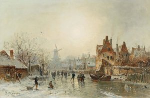Winter Pleasures by Adolf Stademann Oil Painting