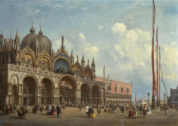 St Mark's Square, Venice by Adolf Sukkert - Hand-Painted Oil Painting Reproduction
