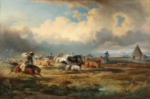 Herd of Horses on the Puszta by Adolf Van Der Venne Oil Painting