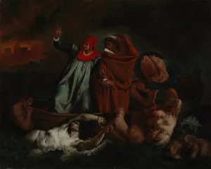 Dante And Virgil In Hell by Adolf Von Becker Oil Painting