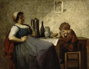 Maternal Joy by Adolf Von Becker Oil Painting