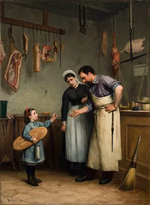 Something For The Cat by Adolf Von Becker Oil Painting