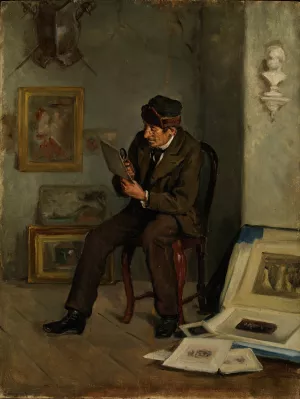 The Art Expert by Adolf Von Becker Oil Painting