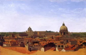View over the Rooftops of Rome by Adolf Von Heydeck - Oil Painting Reproduction