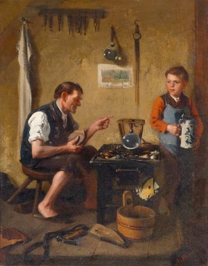 Beim Schuster by Adolf Werner Oil Painting