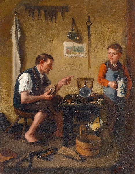 Main Product Photo of Beim Schuster Painting by Adolf Werner