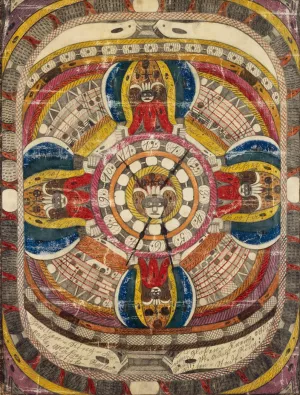 Chrooslen Ring Koralle, Maber Roosen Kreutz und Gloken Kreuz. Ottilia Wald Skt. Adolf Ring; Riisen Stadt by Adolf Wolfli Oil Painting