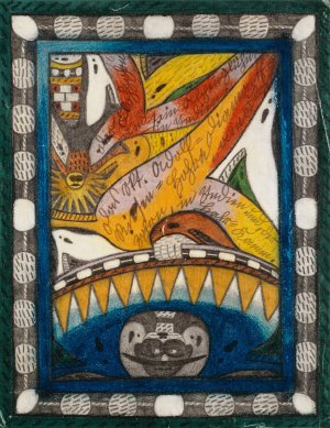 Das Skt. Adolf Diamantt Riesen Hohrn, am Flohzohrn, in Indien und, der Hahr Kamm by Adolf Wolfli Oil Painting