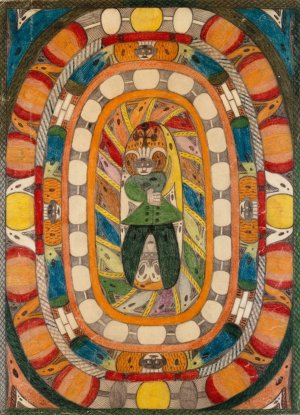 Der Bandaisan, Vulkahn und Riesen Gletscher in Japan by Adolf Wolfli Oil Painting
