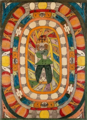 Der Bandaisan, Vulkahn und Riesen Gletscher in Japan by Adolf Wolfli Oil Painting