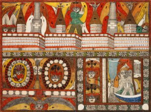 Die furchtbare Riesen Brunst Deer Riesen Stadt, Mutter Kohrn, Ost Wand Hall by Adolf Wolfli Oil Painting