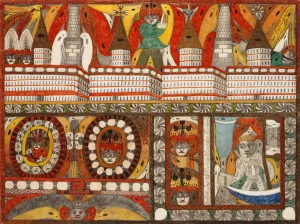 Die furchtbare Riesen Brunst Deer Riesen Stadt, Mutter Kohrn, Ost Wand Hall Oil painting by Adolf Wolfli