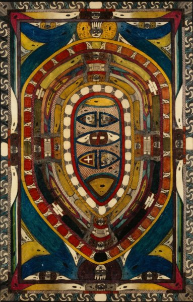 Main Product Photo of Noga Ei; Ist Das allergrobte Dorf der gantzen Erde; Villerville  Painting by Adolf Wolfli