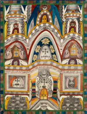 West Frontt des Zehntheiligen Skt. Adolf Kathedral Schiffes in, Skt. Adolf Heim by Adolf Wolfli Oil Painting