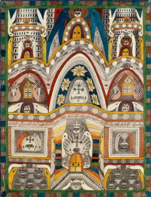 West Frontt des Zehntheiligen Skt. Adolf Kathedral Schiffes in, Skt. Adolf Heim by Adolf Wolfli Oil Painting