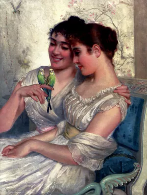 The Lovebirds by Adolfo Belimbau - Oil Painting Reproduction