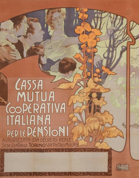 Cassa Nazionale Mutua Cooperativa Per Le Pensioni  by Adolfo Hohenstein - Hand-Painted Oil Painting Reproduction