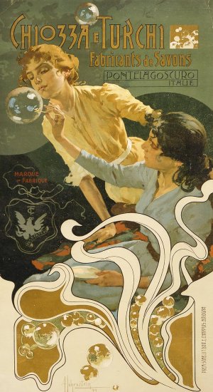 Chiozza e Turchi, fabricants de savons, Pontelagoscuro, Italie by Adolfo Hohenstein Oil Painting