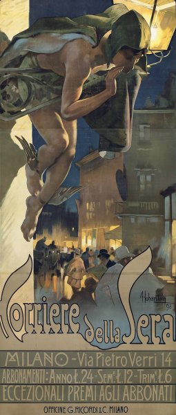Corriere Della Sera - Milano  by Adolfo Hohenstein - Hand-Painted Oil Painting Reproduction