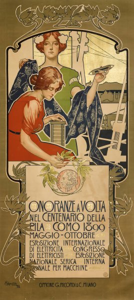 Main Product Photo of Onoranze A Volta Nel Centenario Della Pila Como 1899  Painting by Adolfo Hohenstein