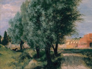 Building Site with Willows by Adolph Menzel Oil Painting