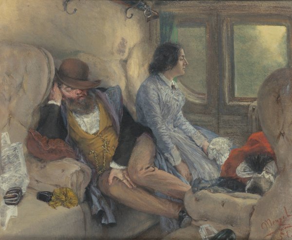 Main Product Photo of Im Eisenbahncoupe  Painting by Adolph Menzel