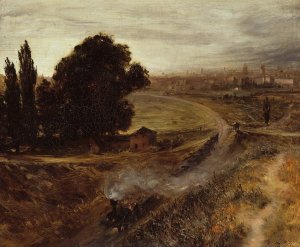 The Berlin-Potsdam Railway by Adolph Menzel Oil Painting