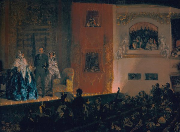 Main Product Photo of The Theatre du Gymnase  Painting by Adolph Menzel