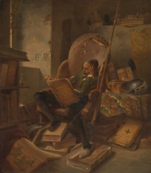 Don Quixote in his study by Adolph Schrodter Oil Painting