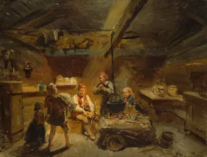 A Boy bringing Home a sick Lamb by Adolph Tidemand Oil Painting
