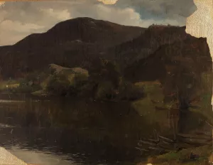 A Lake Oil painting by Adolph Tidemand