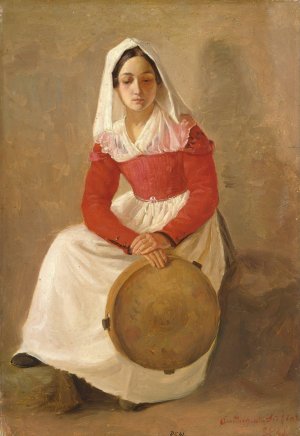 A women named Anunziata in Subiaco by Adolph Tidemand Oil Painting