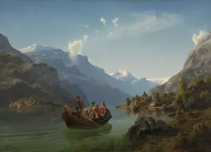 Bridal Procession on the Hardangerfjord by Adolph Tidemand Oil Painting