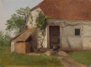 Farm at Goldsheim by Adolph Tidemand Oil Painting