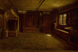 Farm Interior by Adolph Tidemand Oil Painting