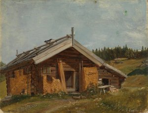 Farmhouse at Bolkesjo by Adolph Tidemand Oil Painting