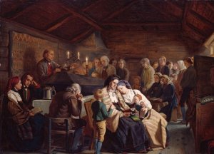 Funeral Feast by Adolph Tidemand Oil Painting