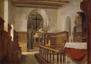 Interior from the Church at Voss by Adolph Tidemand Oil Painting