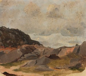 Landscape Study by Adolph Tidemand Oil Painting