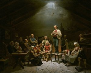 Low Church Devotion by Adolph Tidemand Oil Painting