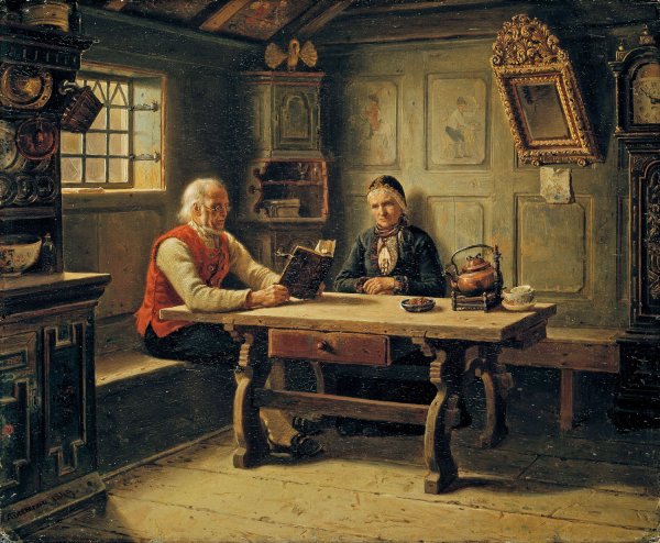 Old Age Solitude  by Adolph Tidemand - Hand-Painted Oil Painting Reproduction