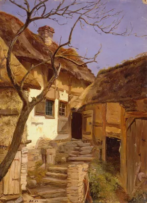 Old German Farm by Adolph Tidemand Oil Painting