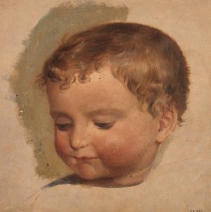 Portrait of a Child by Adolph Tidemand Oil Painting
