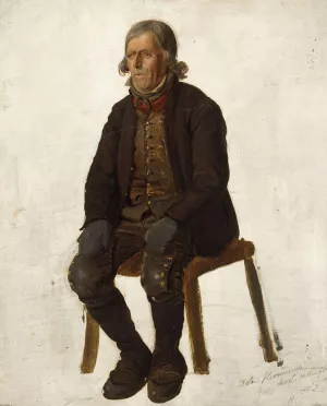 Portrait of Asle Hermandson from Hallingdal by Adolph Tidemand Oil Painting
