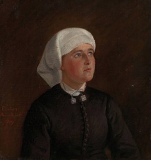 Portrait of Elseberg Herrestvedt by Adolph Tidemand Oil Painting