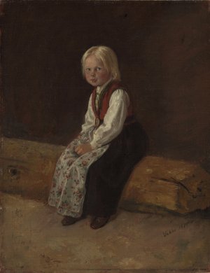 Portrait of Sella Larsdatter Vikor by Adolph Tidemand Oil Painting