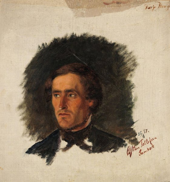 Portrait of the Farmer osten Tollefsen from Sandaak  by Adolph Tidemand - Hand-Painted Oil Painting Reproduction