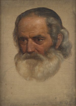 Portrait Study of an Old Man by Adolph Tidemand Oil Painting