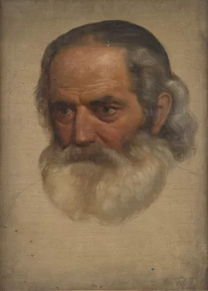 Portrait Study of an Old Man by Adolph Tidemand Oil Painting