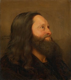 Portrait Study of an Old Man by Adolph Tidemand Oil Painting